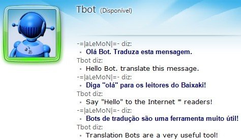 TBot realizando traduções nas mensagens.