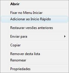 Adcione cada programa importante ao Menu de Ínicio Rápido.