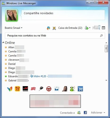 Live Messenger 2011 na versão minimizada