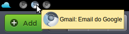 Serviços do Google como ícones do Chromium na barra superior do Jolicloud