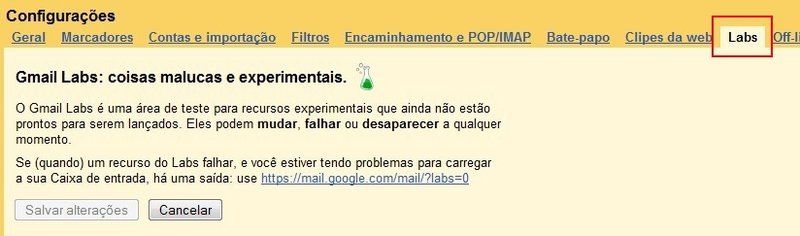 Acesse o Labs através das configurações