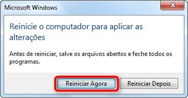 Reinicie o computador.