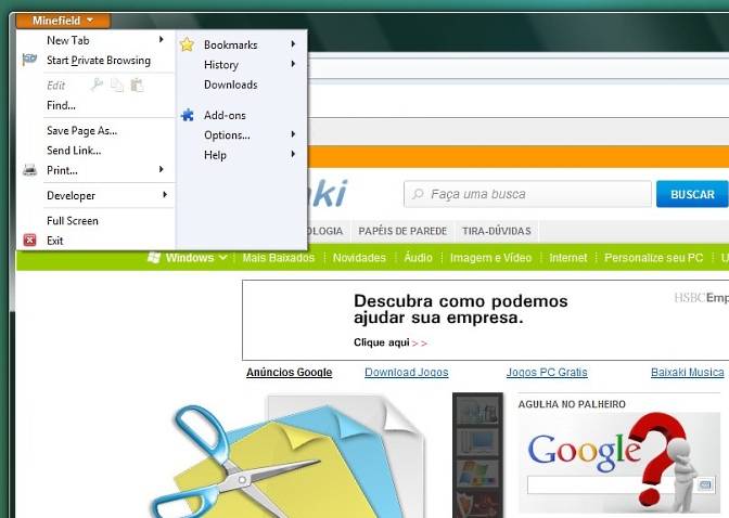 Novo menu do Firefox 4.