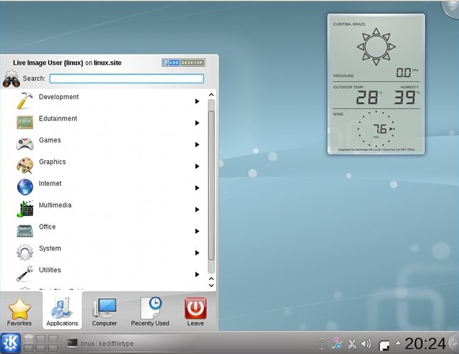 KDE Four Live sendo executado com o VirtualBox