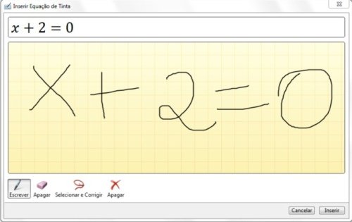 Escreva a equação na sua tablet