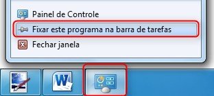 O Painel de Controle também pode ter atalho na Barra de tarefas.