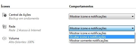 Configure cada ícone.