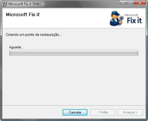 Aguarde que ele crie o ponto de restauração e modifique as informações