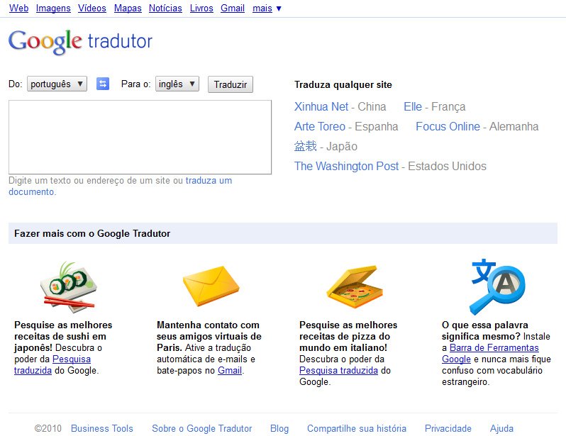 Nova interface do Tradutor Google