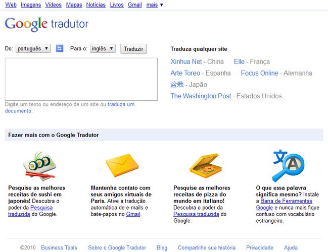 Nova interface do Tradutor Google