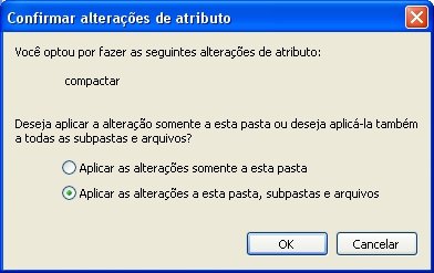 Confirme se a compactação deve afetar as subpastas