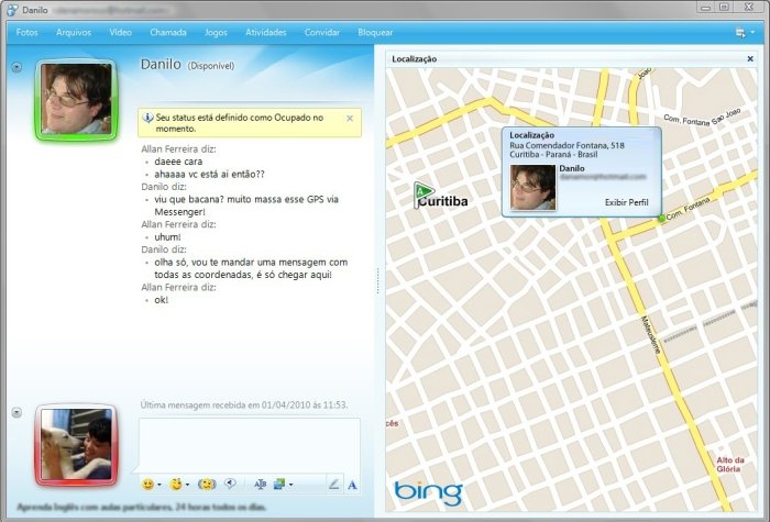 Geotagging no Messenger, pode acreditar!