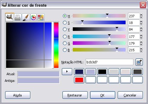 Alteração de cores.