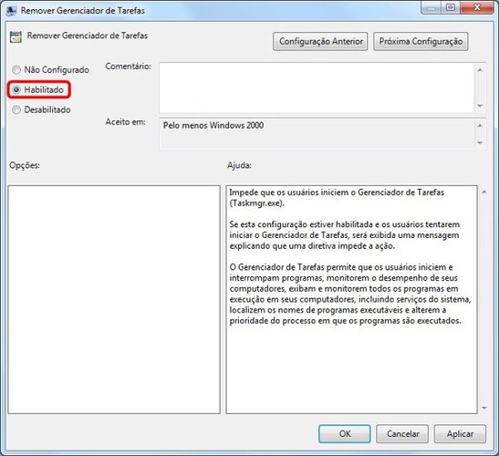 Habilite a remoção do Gerenciador de Tarefas!