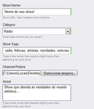 Criando o show no Ustream