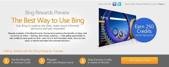Site do Bing Rewards