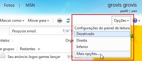 Acesse as configurações do Hotmail.