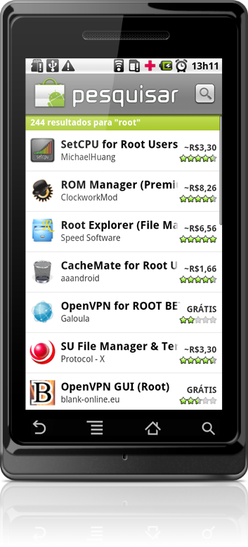 Aplicativos que exigem root no Android Market