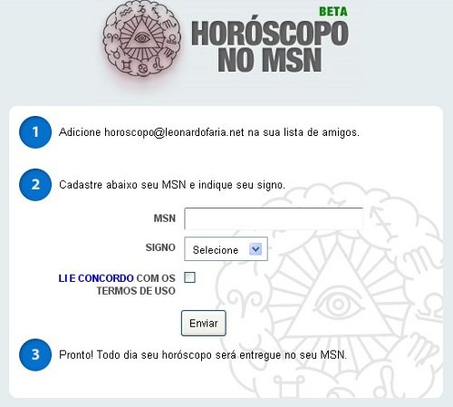 Página do Horóscopo no MSN
