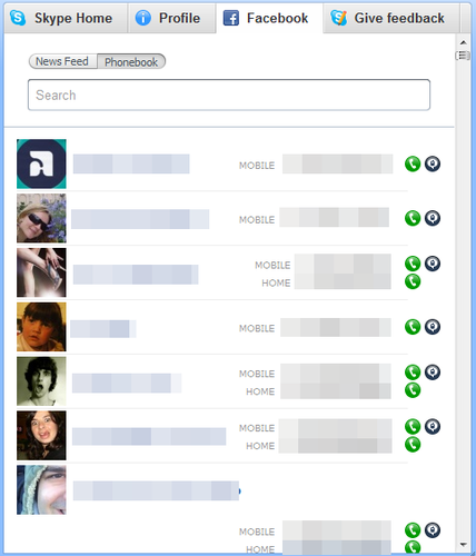 Facebook Phonebook no Skype