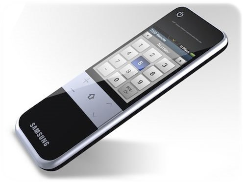 Controle remoto das televisões série 9000, da Samsung.
