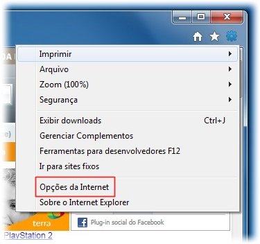 Acesse as opções de internet.