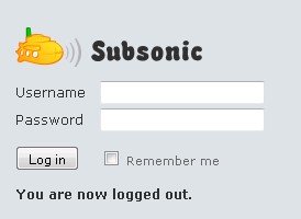 Tela de login do Subsonic (Acesse como o usuário Admin, sem senha).
