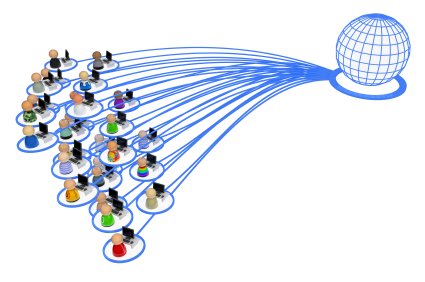 Pessoas conectadas por uma rede.