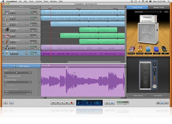 O GarageBand ´11 ajusta automaticamente o ritmo de uma música.