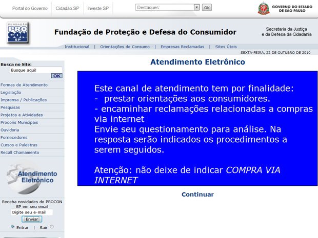 Novo site do Procon-SP