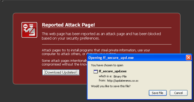 Página de ataque no Firefox