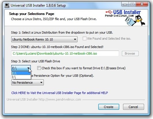 Escolhendo a unidade do pendrive para instalar o Ubuntu