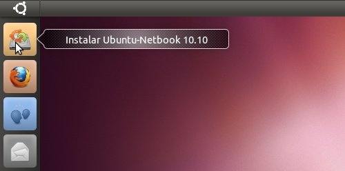 Posição do instalador do Ubuntu Netbook