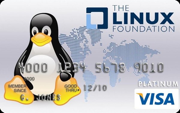 Um dos modelos de cartões oferecidos pela Linux Foundation