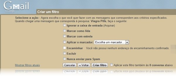 Criando filtros de spam