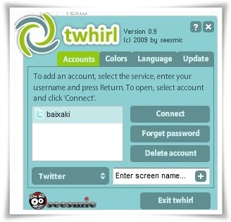 A interface do Twhirl