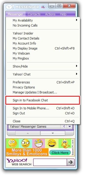Contatos do Facebook no Yahoo! Messenger 2011