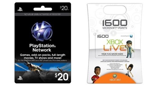 Gift cards da PSN e Xbox LIVE