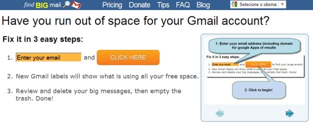 Find Big Mail organiza sua caixa de entrada pelo tamanho das mensagens.