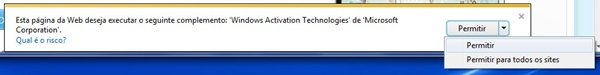 Clique em Permitir se deseja instalar e executar o complemento