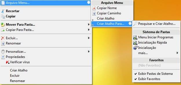 Arquivo Menu e suas opções