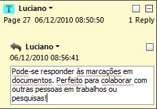 Resposta à anotação na barra lateral