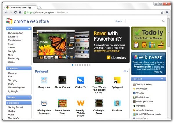 Conheça a Chrome Web Store. Foto: Reprodução