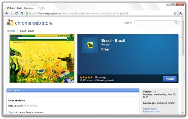 Web Store reúne também extensões e temas para o navegador