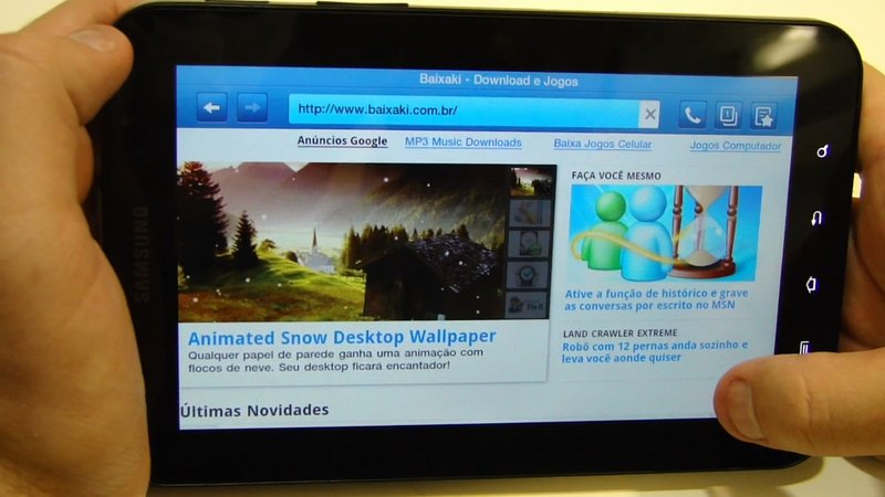 Navegação com o tablet da Samsung