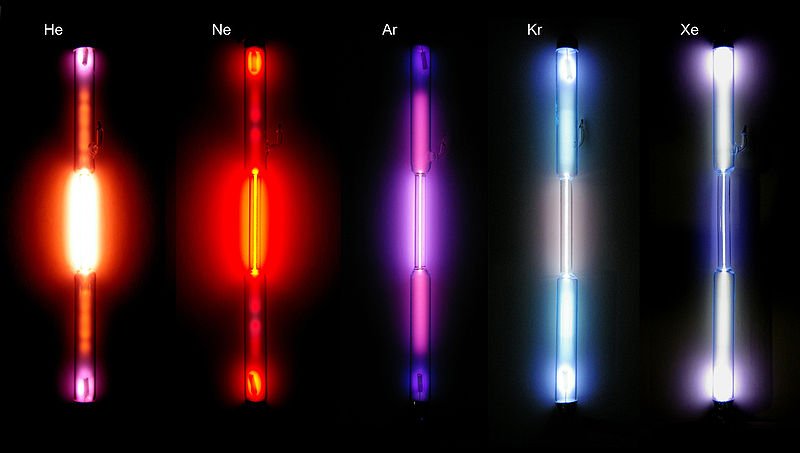 Tubos de descarga de plasma com gases nobres