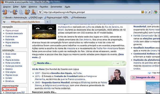 Acessando a opção para criar livros