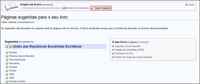 Exemplos de sugestões da Wikipédia