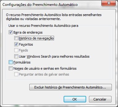 Como editar o recurso “Autocompletar” do Internet Explorer