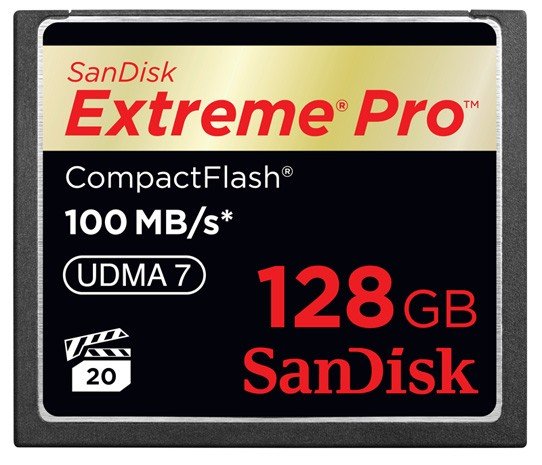 Novo cartão CompactFlash da SanDisk com 128 GB de espaço